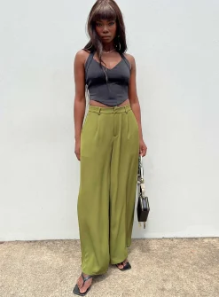 Princess Polly Plazzo Wide Leg Pants  Khaki Discount