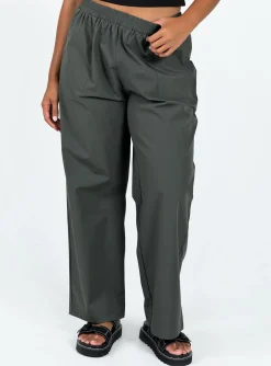 Princess Polly Plevna Nylon Pants  Olive Clearance