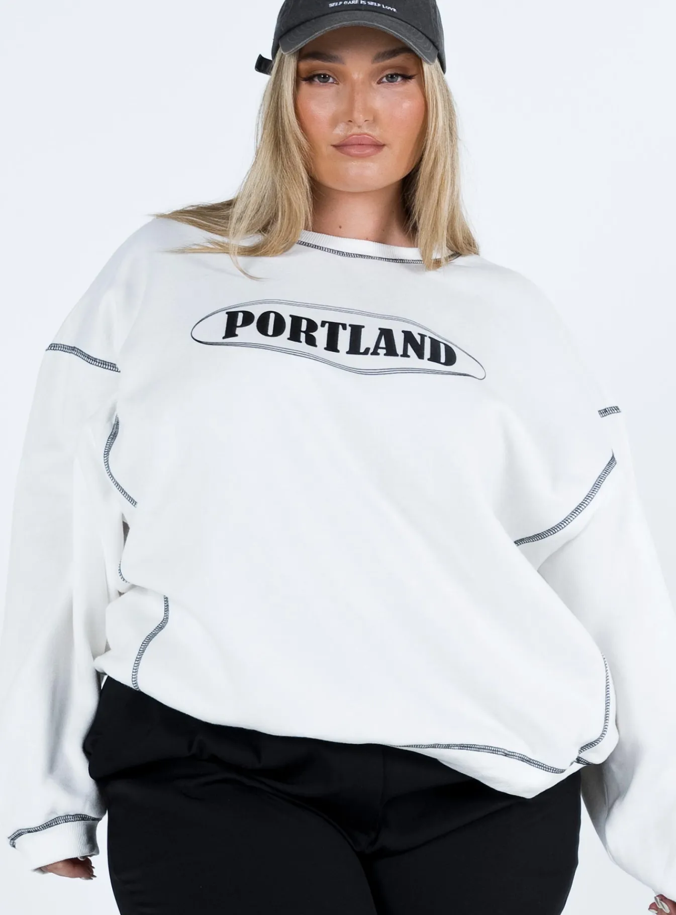 Princess Polly Portland Oversized Sweatshirtcurve White Best Sale