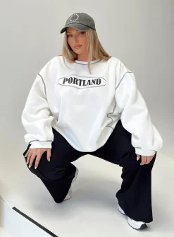 Princess Polly Portland Oversized Sweatshirtcurve White Best Sale