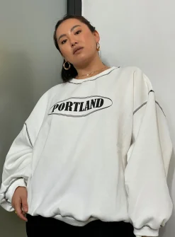 Princess Polly Portland Oversized Sweatshirtcurve White Best Sale