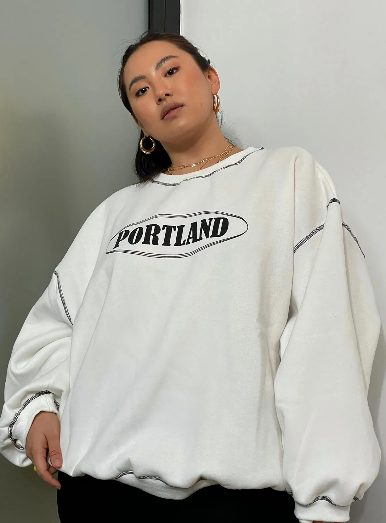 Princess Polly Portland Oversized Sweatshirtcurve White Best Sale
