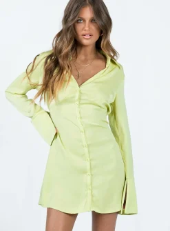 Princess Polly Posy Long Sleeve Mini Dress Green Best