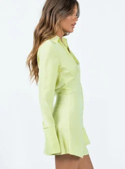 Princess Polly Posy Long Sleeve Mini Dress Green Best