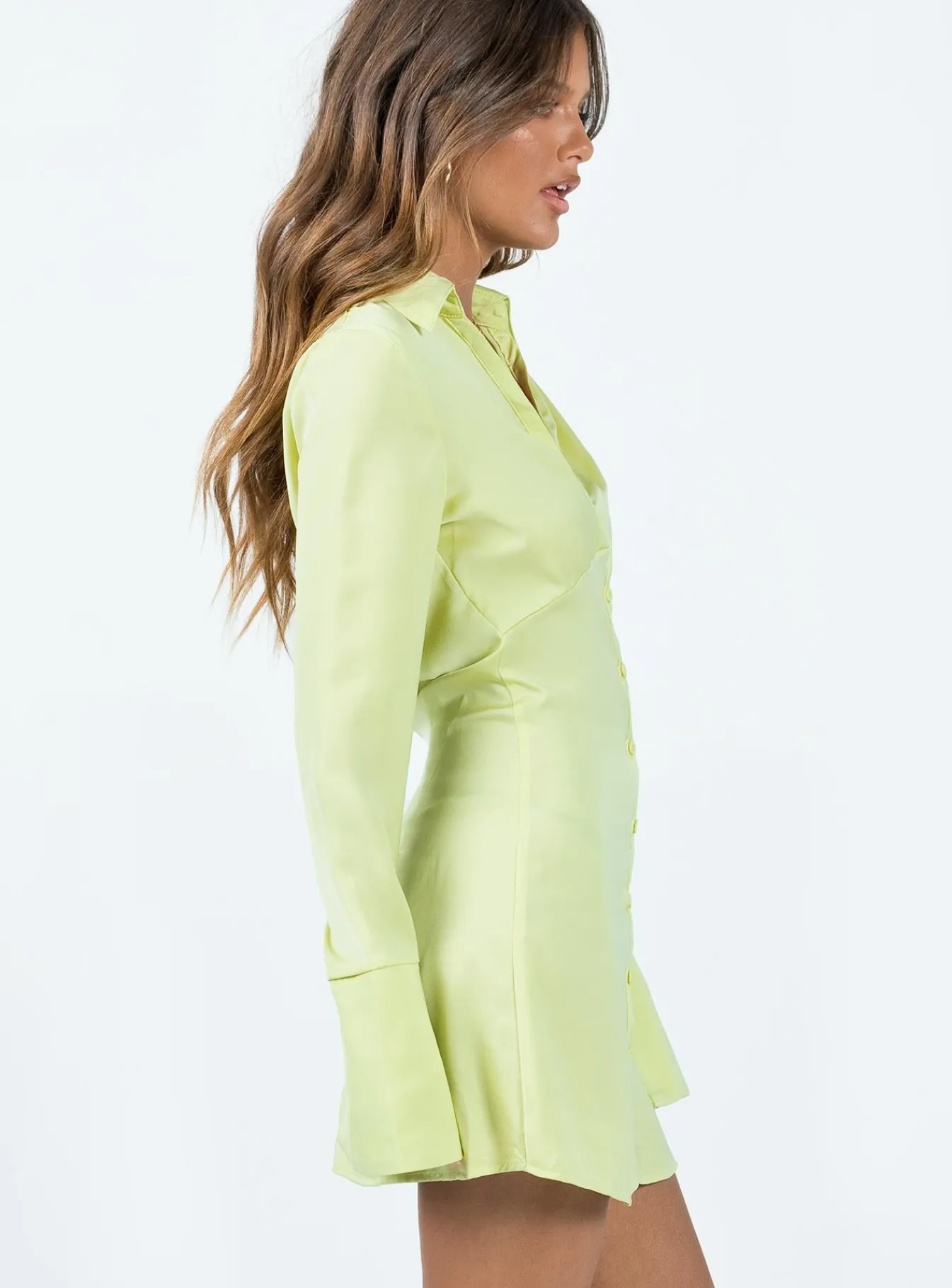 Princess Polly Posy Long Sleeve Mini Dress Green Best