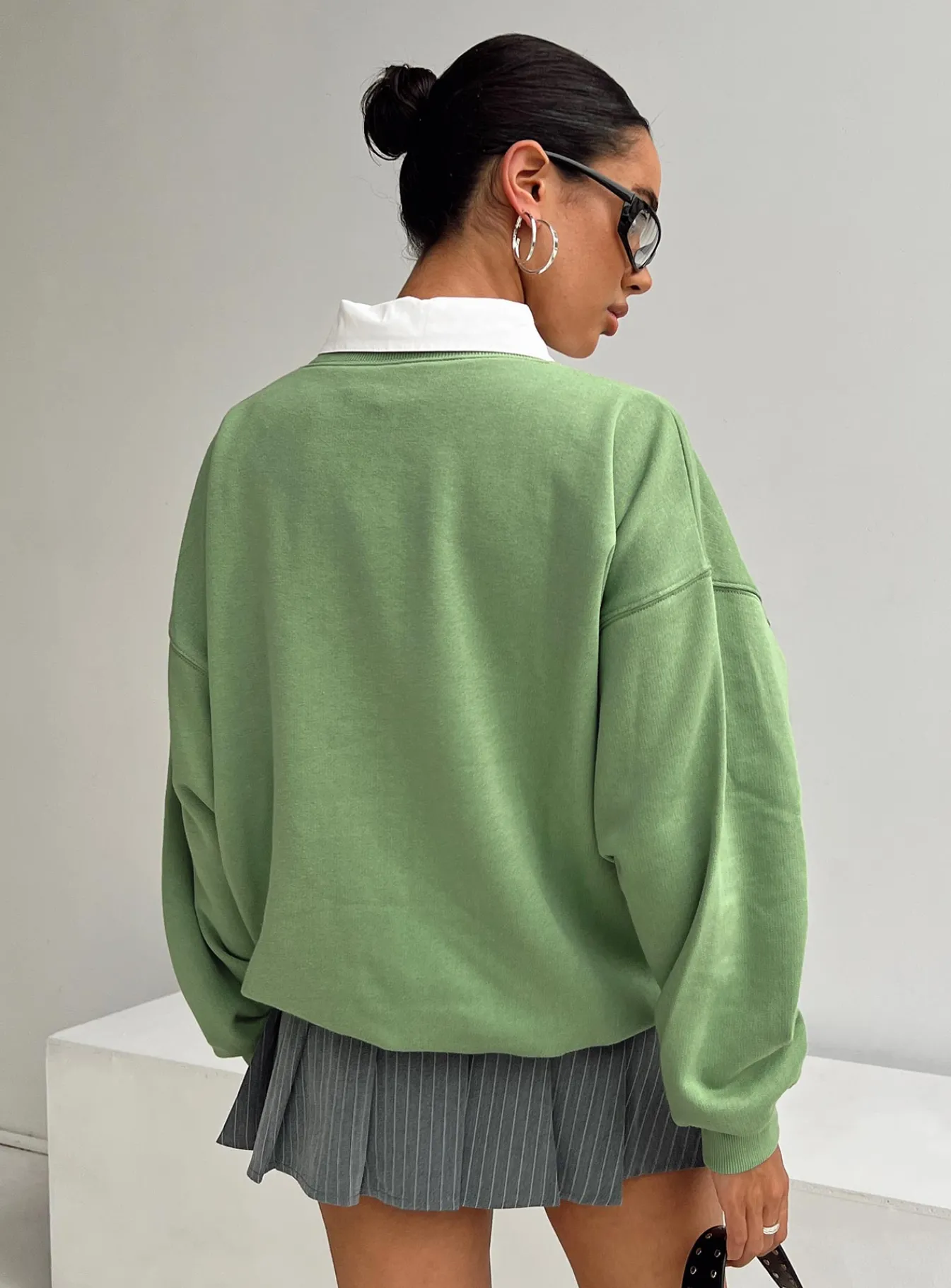 Princess Polly Crewneck Sweatshirt Collegiate Text Green Outlet