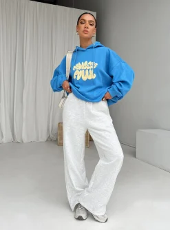 Princess Polly Hoodie Sweatshirt Bubble Text  Blue / Yellow Flash Sale