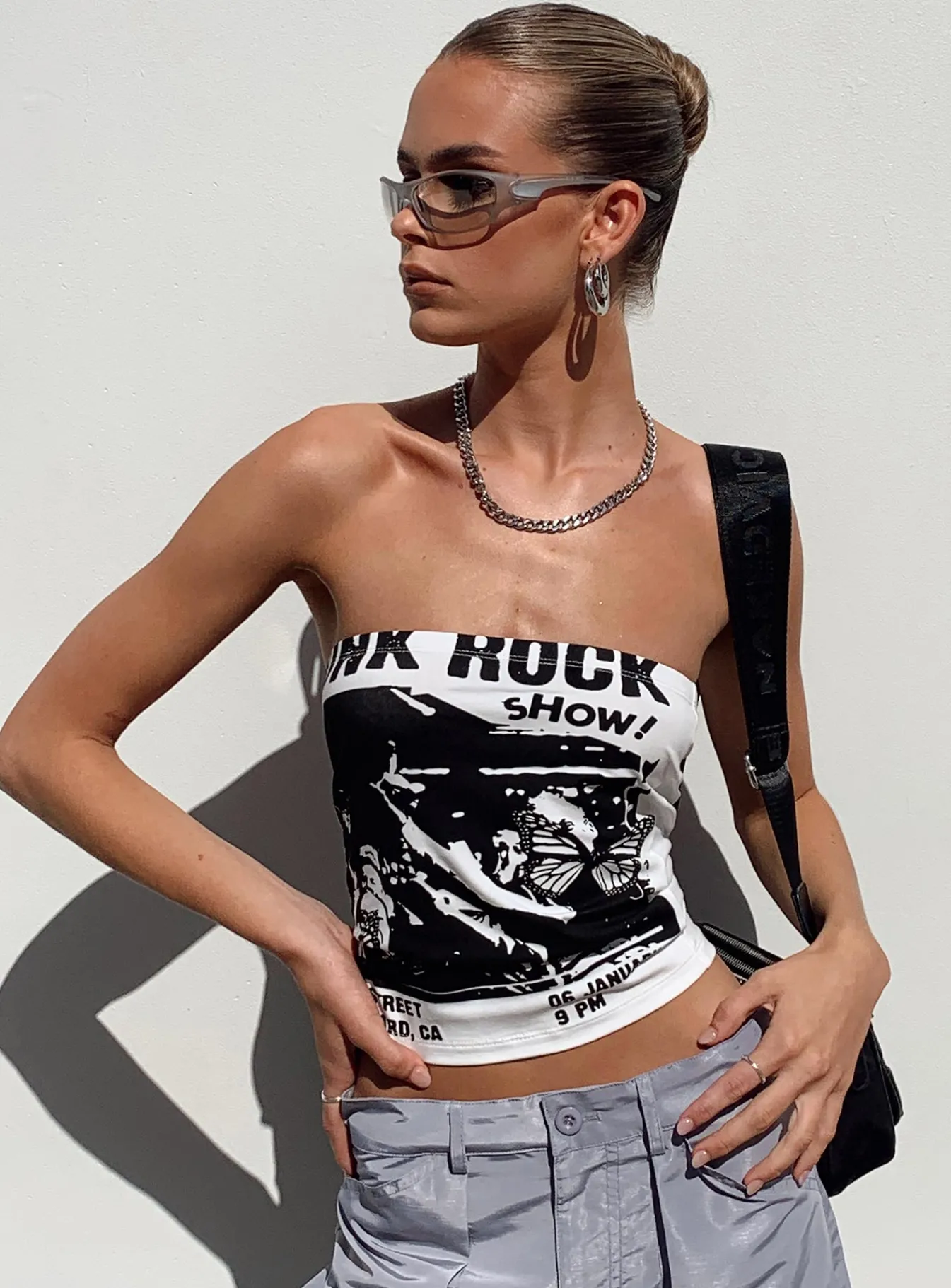 Princess Polly Punk Rock Strapless Top White Clearance