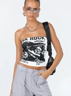 Princess Polly Punk Rock Strapless Top  White Clearance