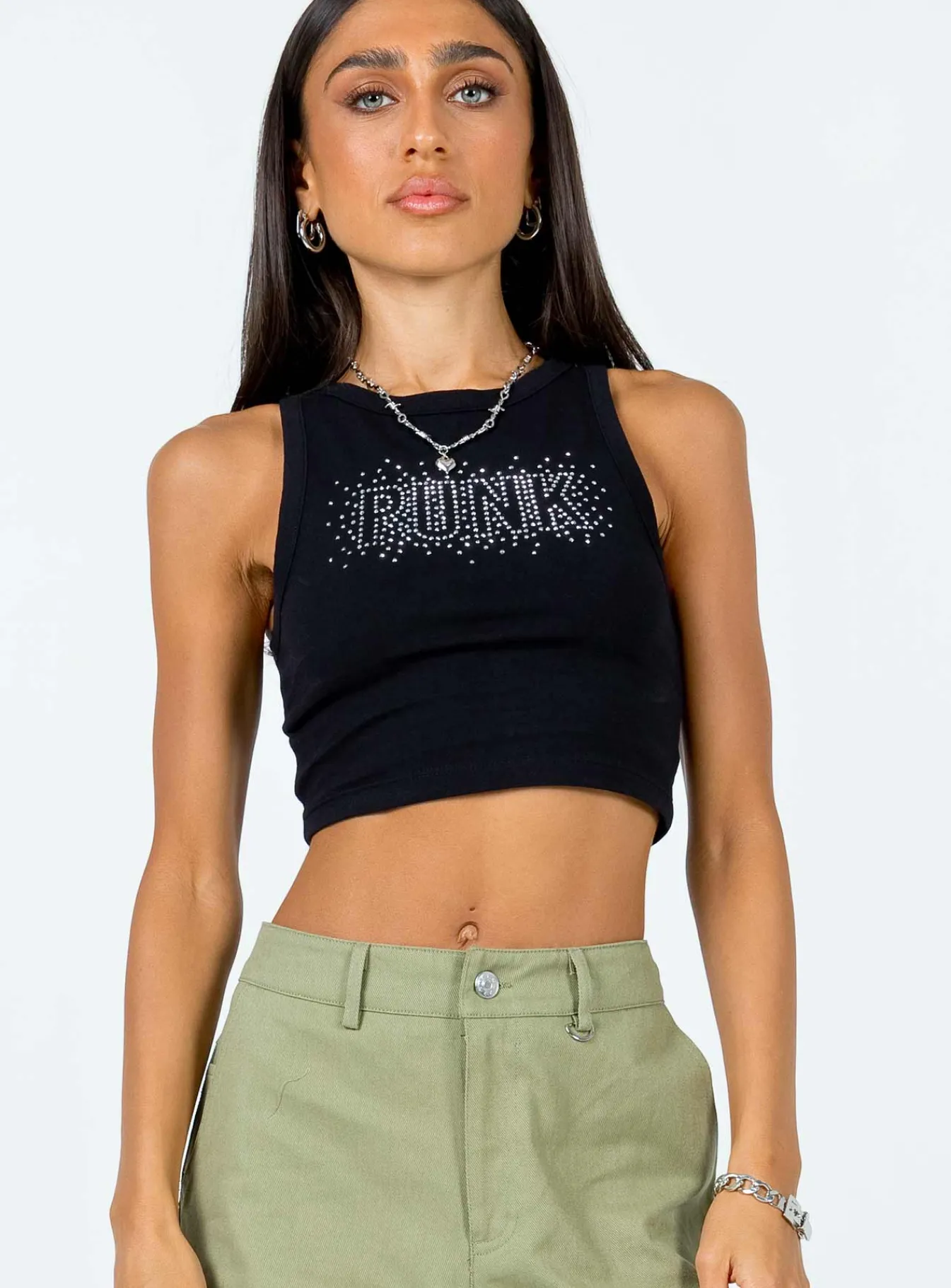 Princess Polly Punk Rocker Tank Top Black New