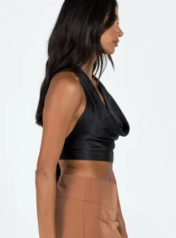 Princess Polly Puzo Halter Top  Black Clearance