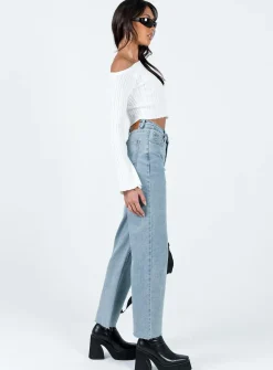 Princess Polly Pyrene Straight Leg Jeans Mid Wash  Denim Online