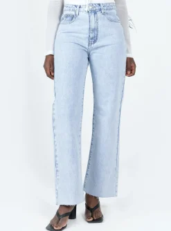 Princess Polly Queenstown Straight Leg Jeans Light Wash  Denim Fashion