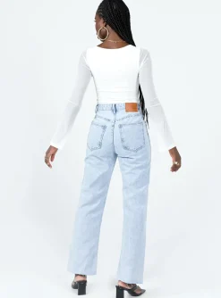 Princess Polly Queenstown Straight Leg Jeans Light Wash Denim Fashion