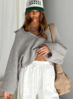 Princess Polly Quinten Sweater  Grey Cheap
