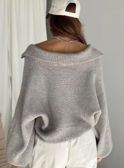 Princess Polly Quinten Sweater  Grey Cheap