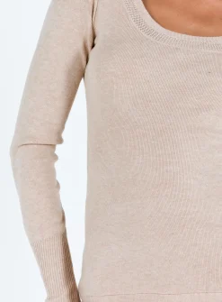 Princess Polly Rafter Long Sleeve Mini Dress  Beige Store