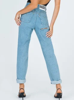 Princess Polly Ragged Priest Butt Cut Jean Light Blue   Lgiht Blue Denim Best Sale