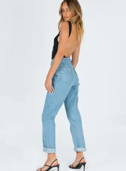 Princess Polly Ragged Priest Butt Cut Jean Light Blue Lgiht Blue Denim Best Sale