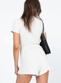 Princess Polly Ragnar Tie Front Romper Beige Best