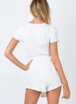 Princess Polly Ragnar Tie Front Romper White Store
