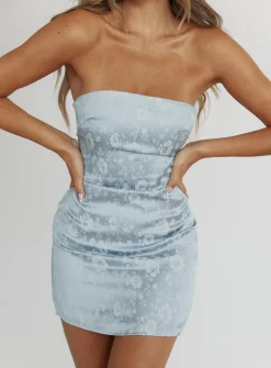 Princess Polly Ramie Strapless Mini Dress Blue Discount