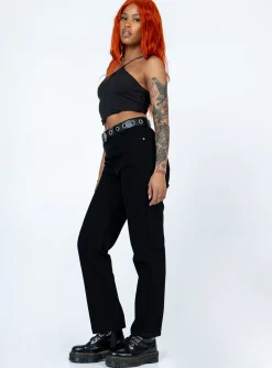Princess Polly Raquelle Straight Leg Denim Jeans Black Sale