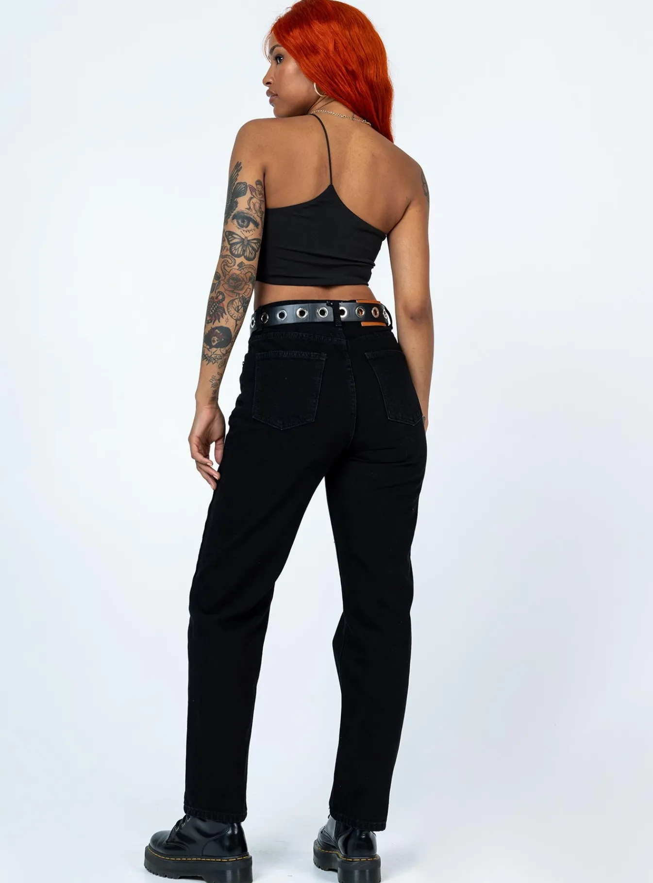 Princess Polly Raquelle Straight Leg Denim Jeans Black Sale