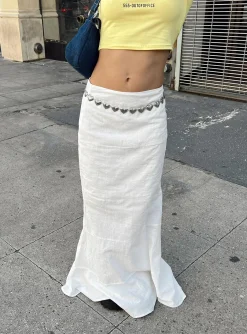 Princess Polly Raven Mid Rise Maxi Skirt  White Outlet