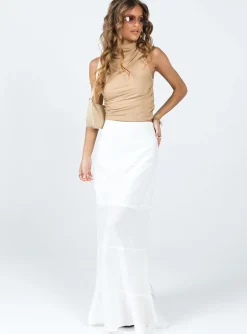 Princess Polly Raven Mid Rise Maxi Skirt  White Outlet