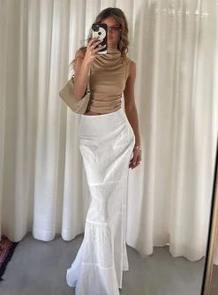 Princess Polly Raven Mid Rise Maxi Skirt  White Outlet