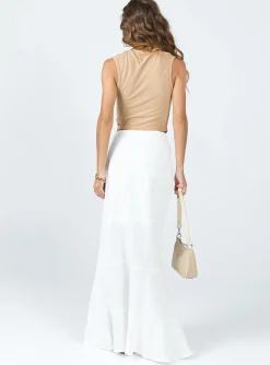 Princess Polly Raven Mid Rise Maxi Skirt  White Outlet