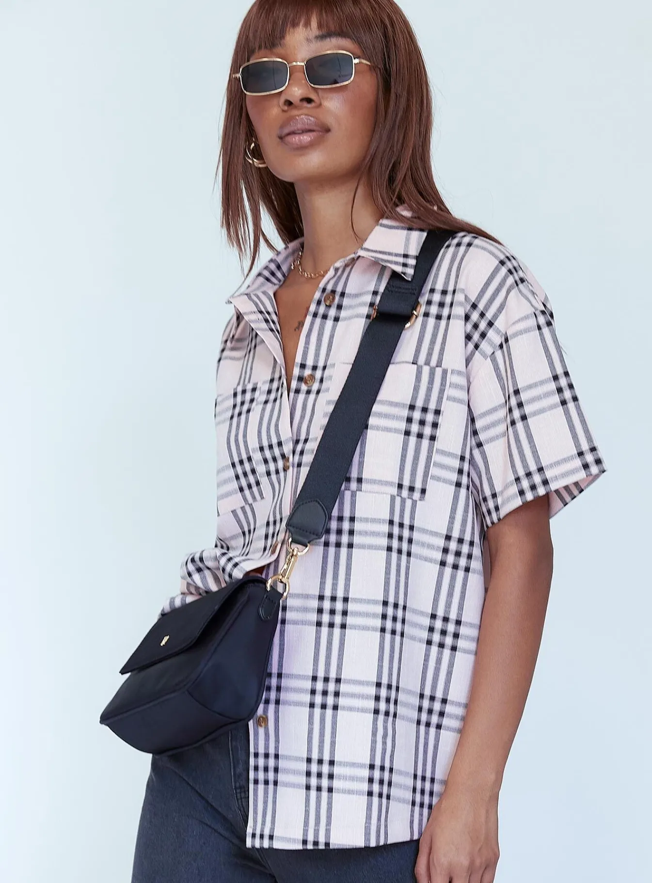 Princess Polly Ray Checkered Shirt Pink Shop