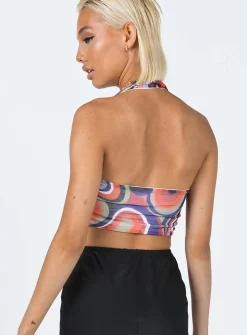 Princess Polly Rayna Top/ Orange Multi Blue Discount