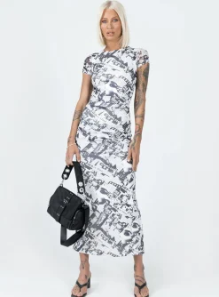 Princess Polly Read About It Maxi Dress/ White   Black Best Sale