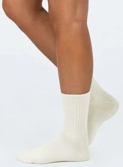 Princess Polly Ready Player One Socks  Cream Clearance