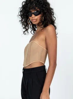 Princess Polly Rebekka Strapless Top Beige Hot
