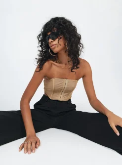 Princess Polly Rebekka Strapless Top Beige Hot