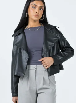 Princess Polly Redfern Faux Leather Jacket  Black Best