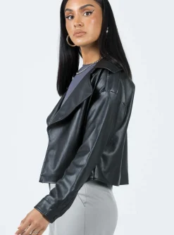 Princess Polly Redfern Faux Leather Jacket  Black Best
