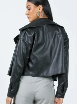Princess Polly Redfern Faux Leather Jacket  Black Best