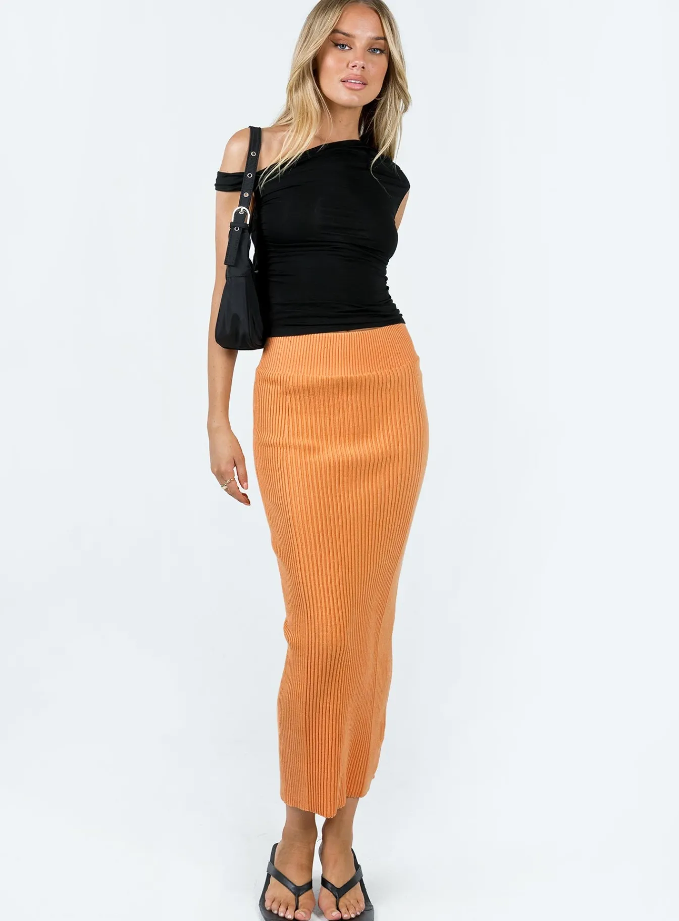 Princess Polly Regent Low Rise Maxi Skirt Orange Clearance