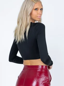 Princess Polly Reggie Long Sleeve Top  Black Clearance