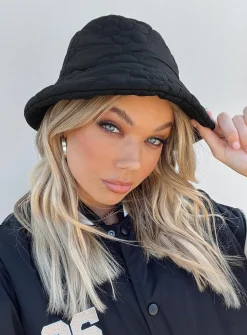 Princess Polly Reina Puffer Hat  Black Hot