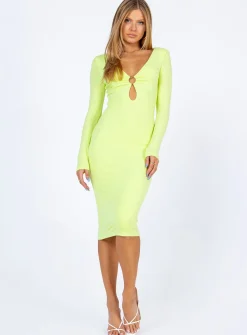 Princess Polly Remi Long Sleeve Midi Dress  Green Cheap