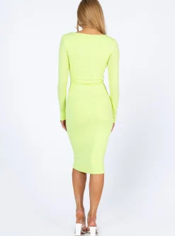 Princess Polly Remi Long Sleeve Midi Dress Green Cheap