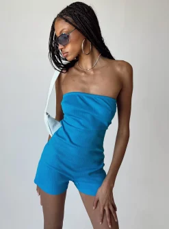 Princess Polly Remie Romper  Blue Discount