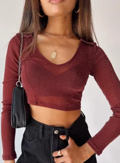 Princess Polly Remmy Long Sleeve Top Brown Clearance
