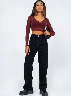 Princess Polly Remmy Long Sleeve Top Brown Clearance