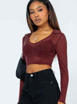 Princess Polly Remmy Long Sleeve Top Brown Clearance